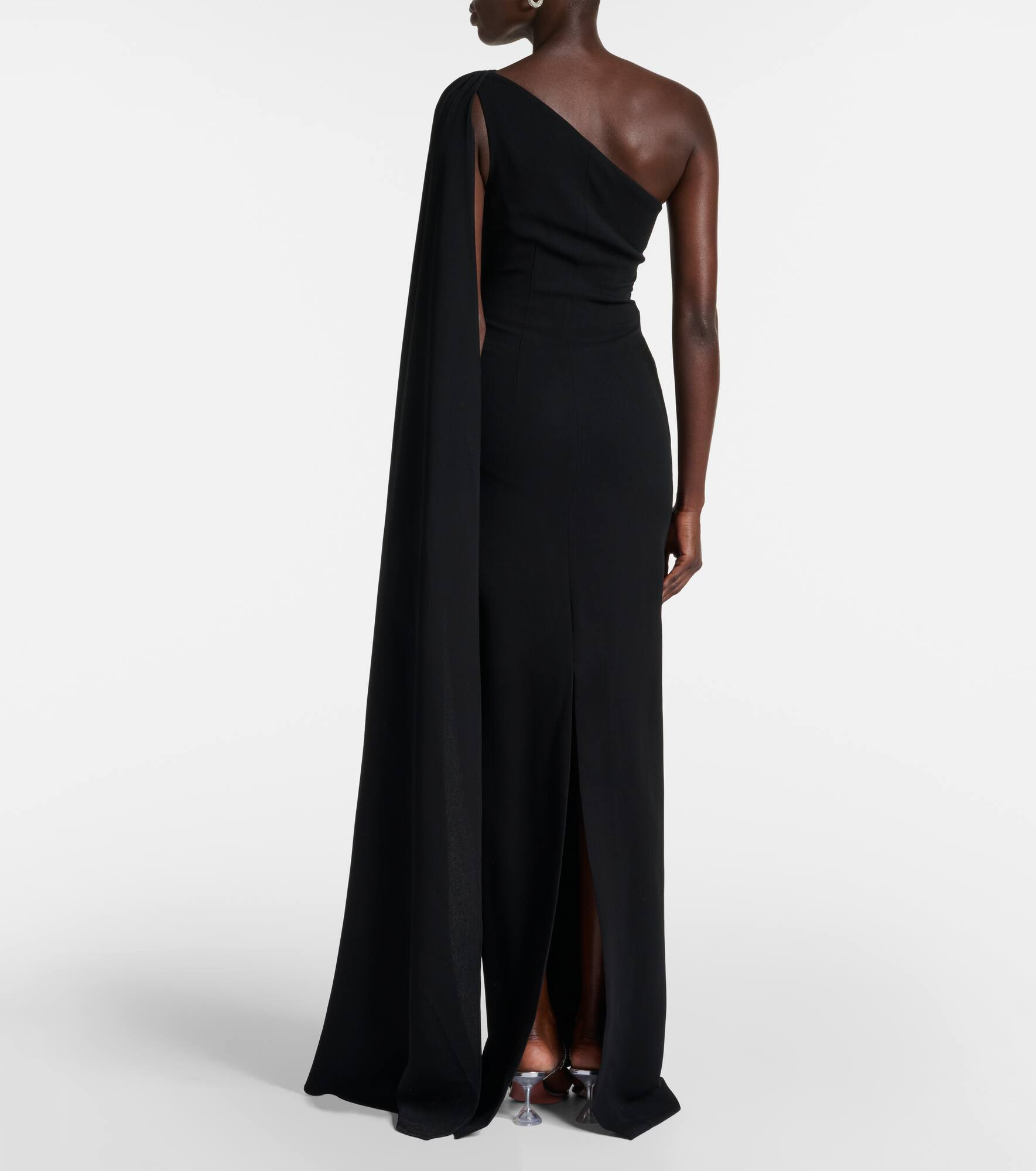 Embellished one-shoulder cady gown - 3