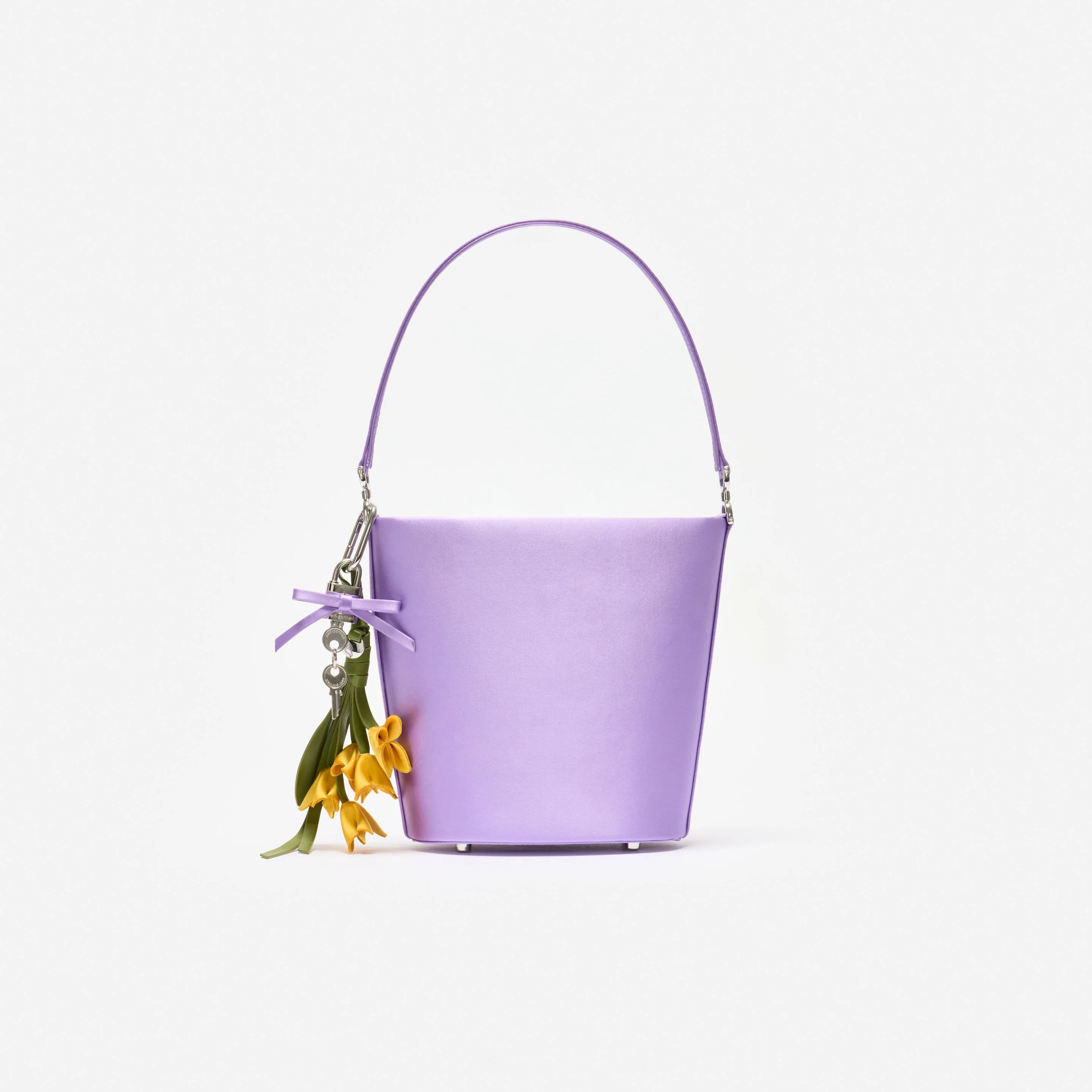 Lilac Satin Bucket Bag - 1