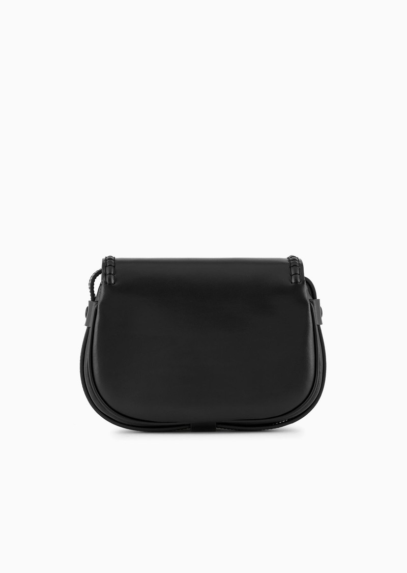 Small shoulder bag in leather with flap and logo gusset 3