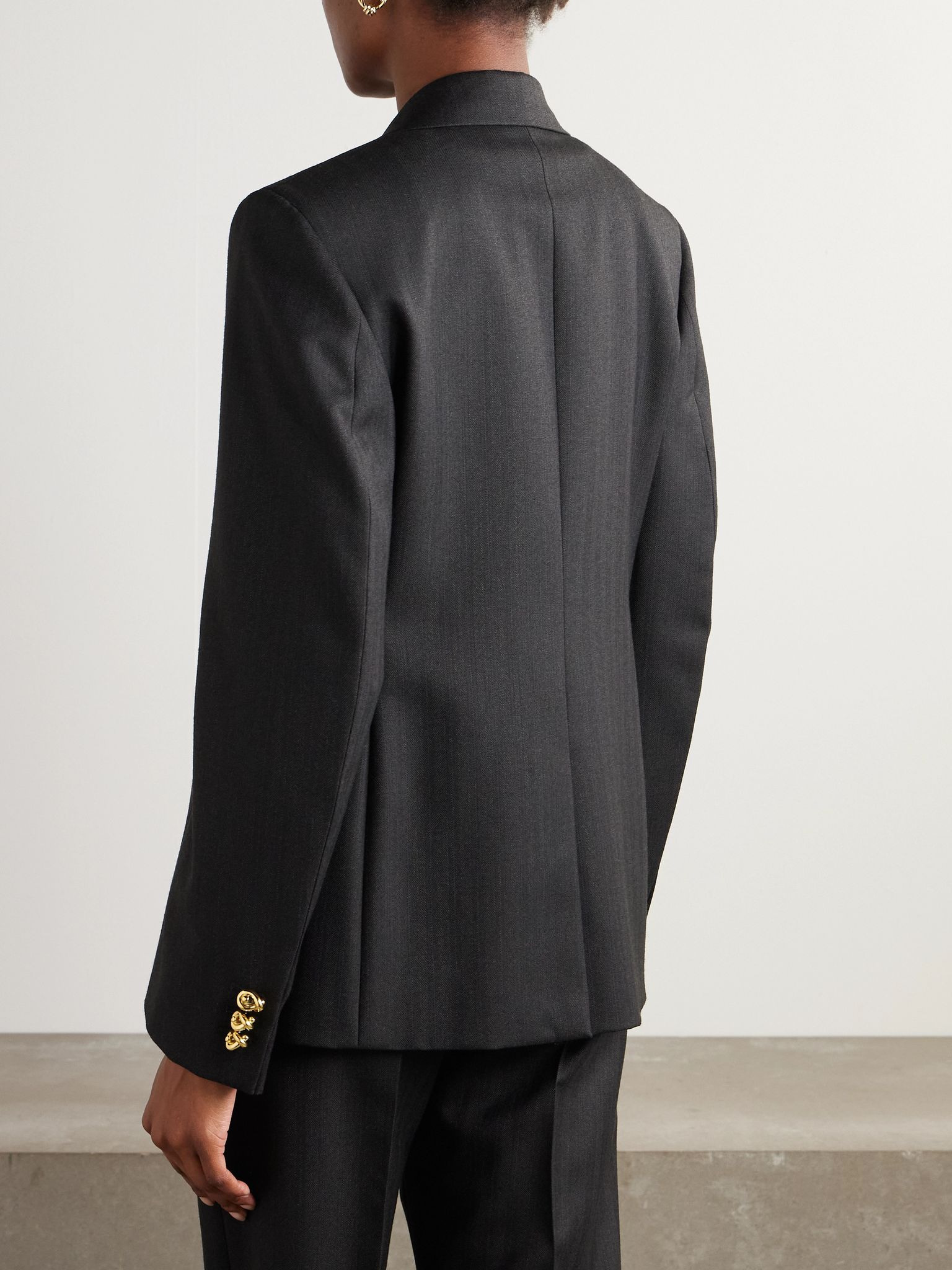 Double-breasted wool blazer Black - 4