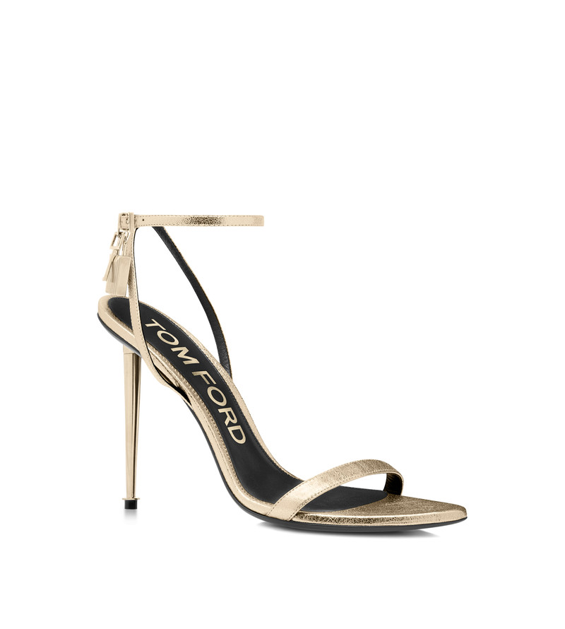 TOM FORD LAMINATED NAPPA LEATHER PADLOCK POINTY NAKED SANDAL outlook