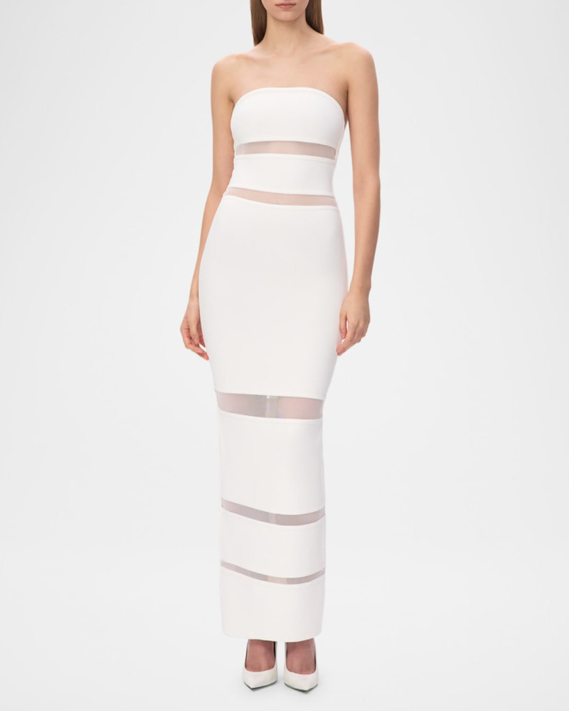 HERVE LEGER The Vera Strapless Illusion-Insert Column Gown outlook