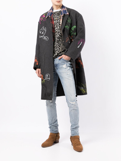 R13 graffiti-print wool coat outlook