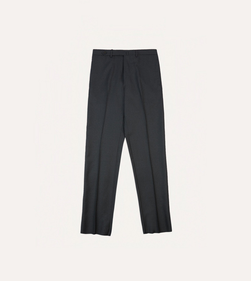 Grey Worsted Wool Flat Front Trouser 1