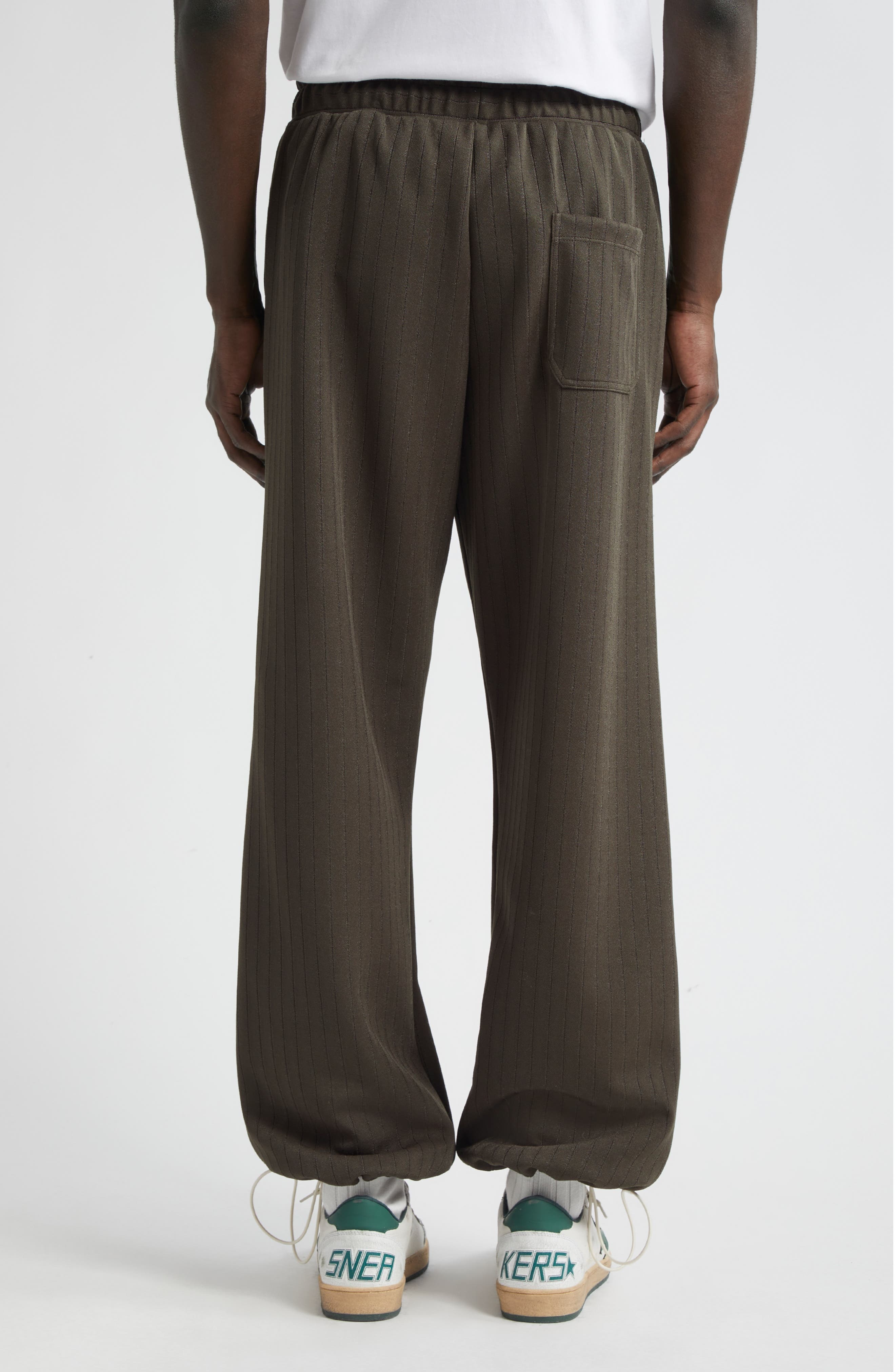 Golden Goose Star Wide Leg Track Pants in Military Green/Papyrus at Nordstrom - 3