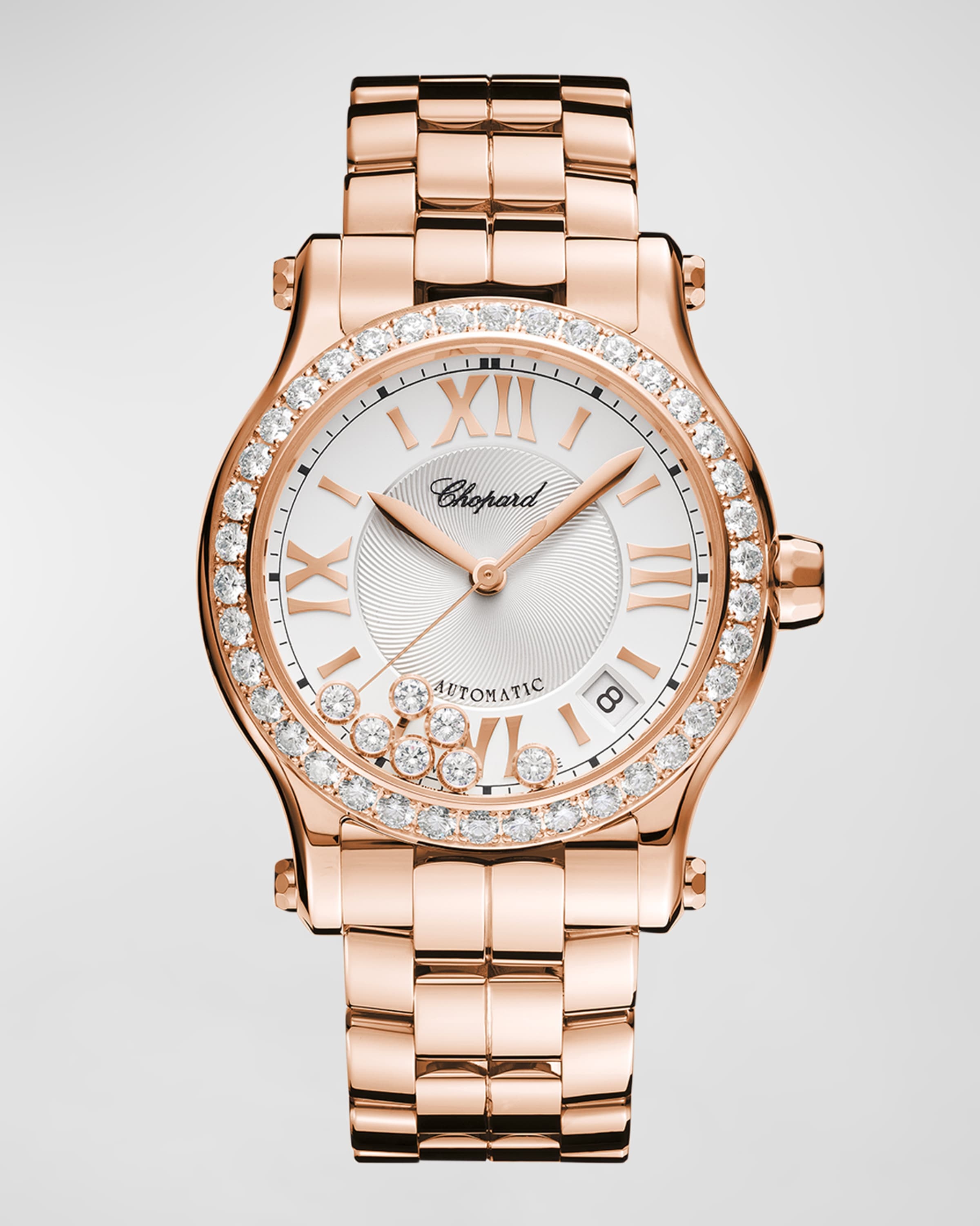 Happy Sport 36mm 18K Rose Gold Diamond Bezel Bracelet Watch - 1