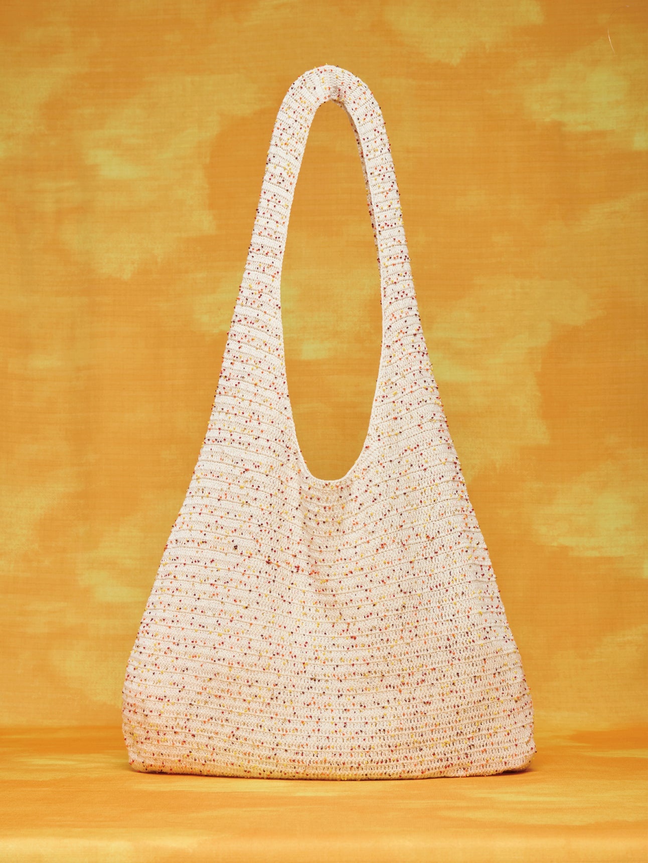 Hedone Knit Hobo Bag in Ivory Multi Beaded Cashmere - 4