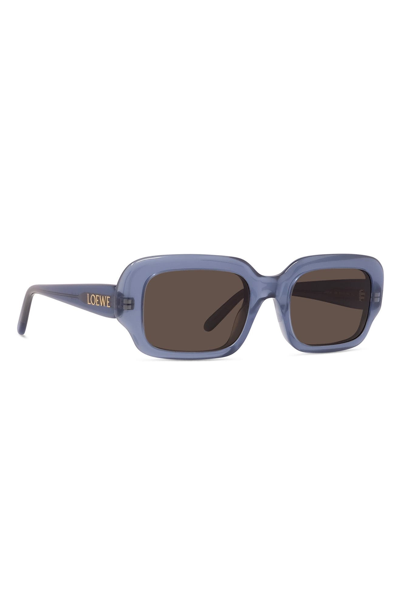 Loewe 51mm Rectangular Sunglasses in Shiny Light Blue /Brown at Nordstrom - 3