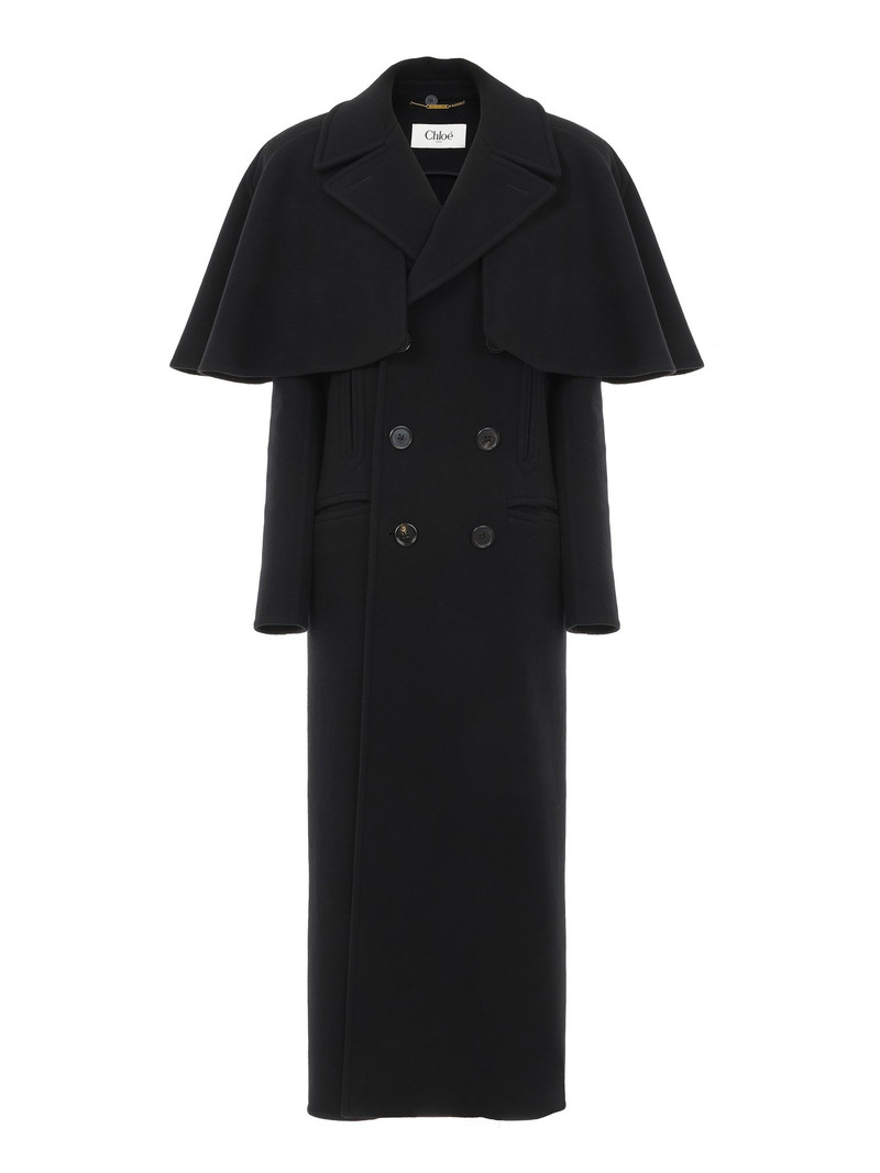 LONG COAT IN DOUBLE-FACE WOOL WITH CAPE - 1