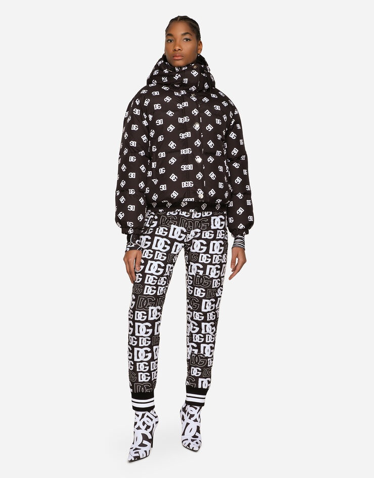 Nylon down jacket with all-over DG logo print - 2