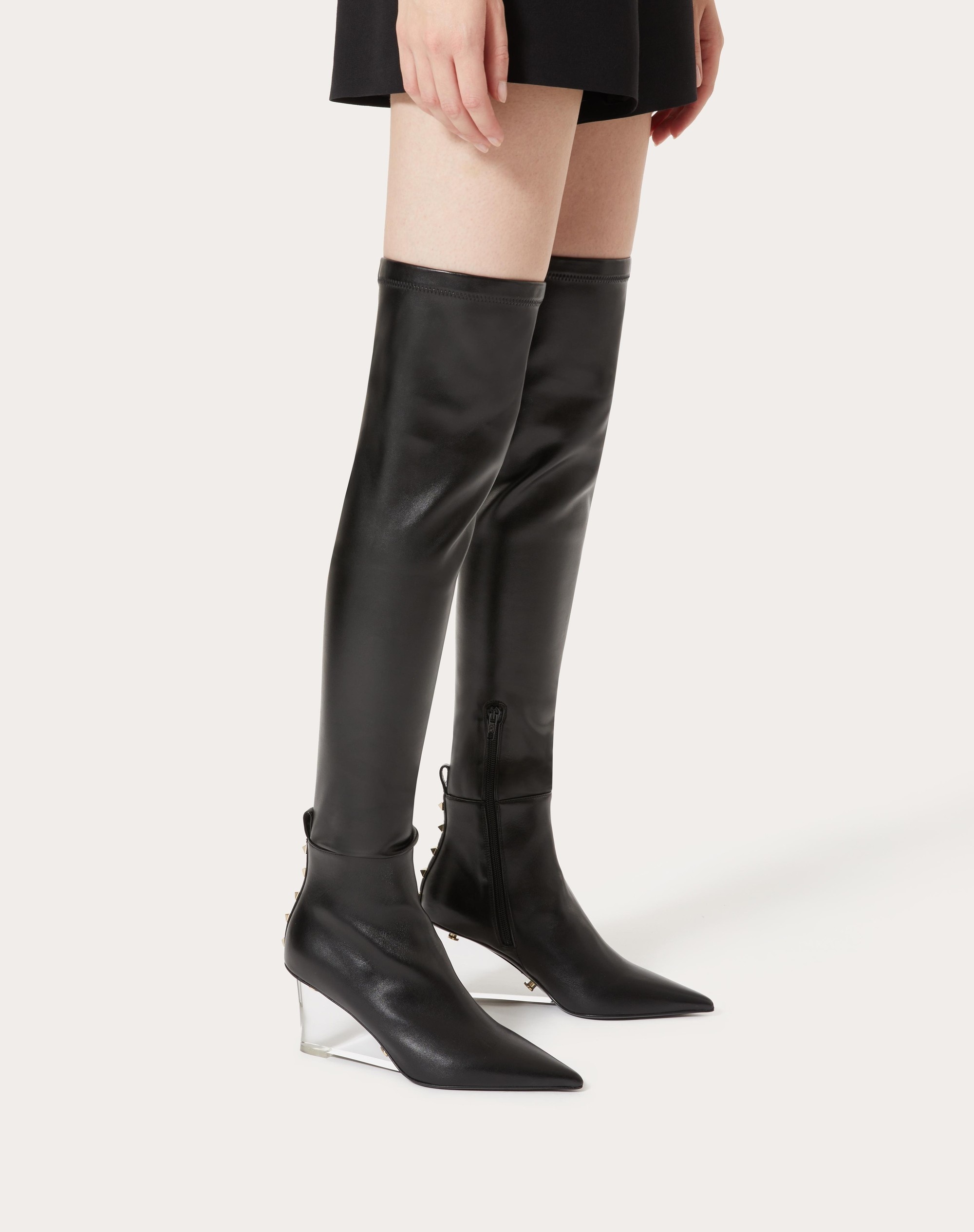 ROCKSTUD OVER-THE-KNEE BOOT IN STRETCH SYNTHETIC MATERIAL 75MM - 6