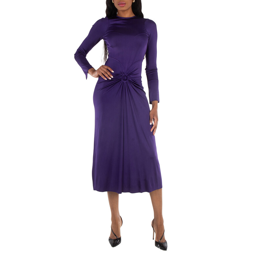 Victoria Beckham Long Sleeve Gathered Midi Dress - 1