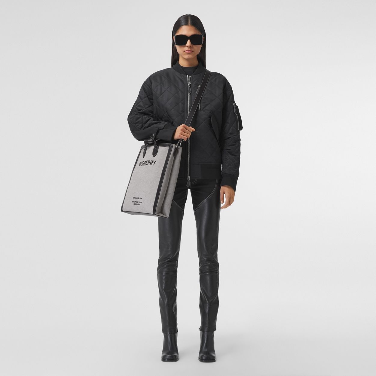 Horseferry Print Canvas and Leather Tote - 7