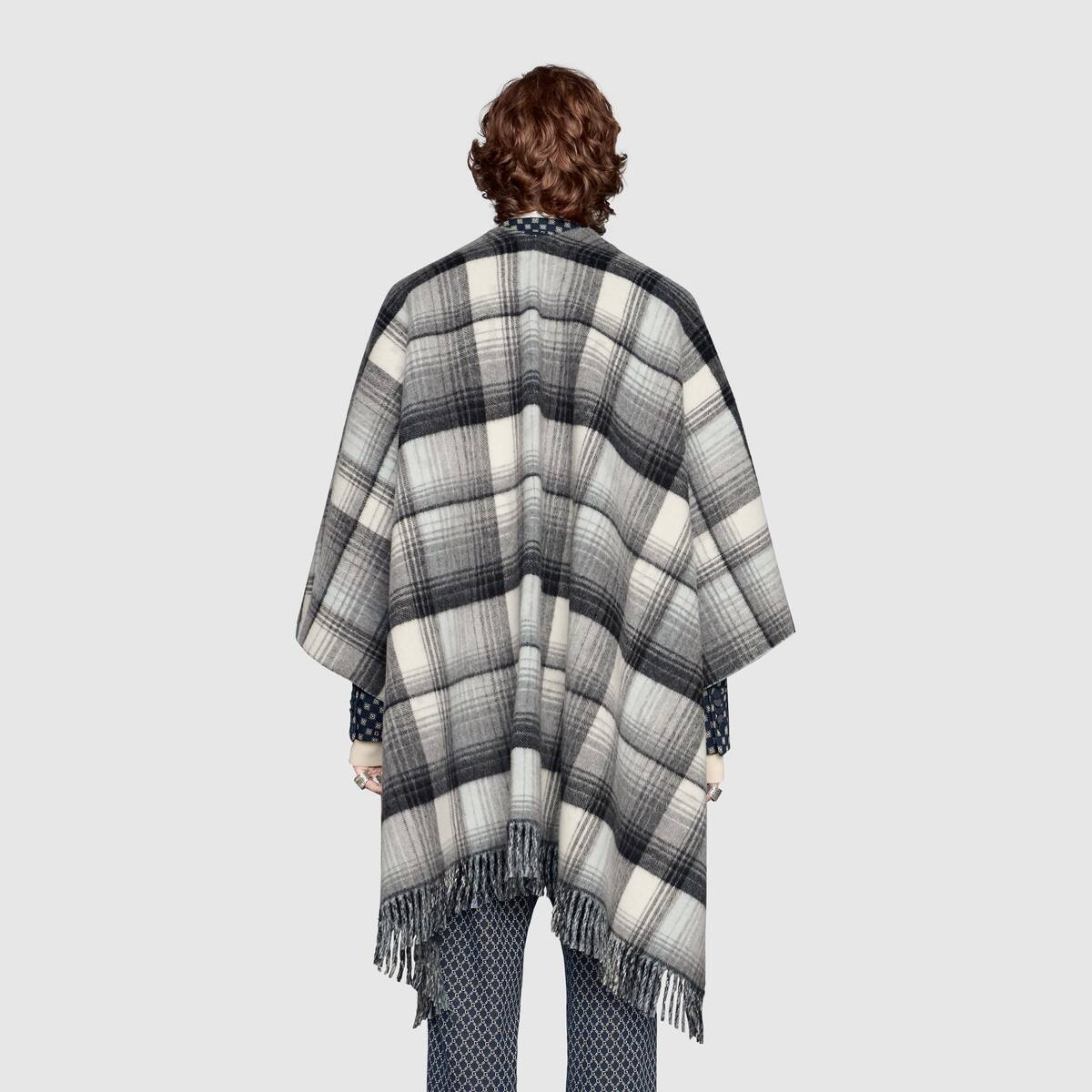 Reversible GG wool poncho - 7