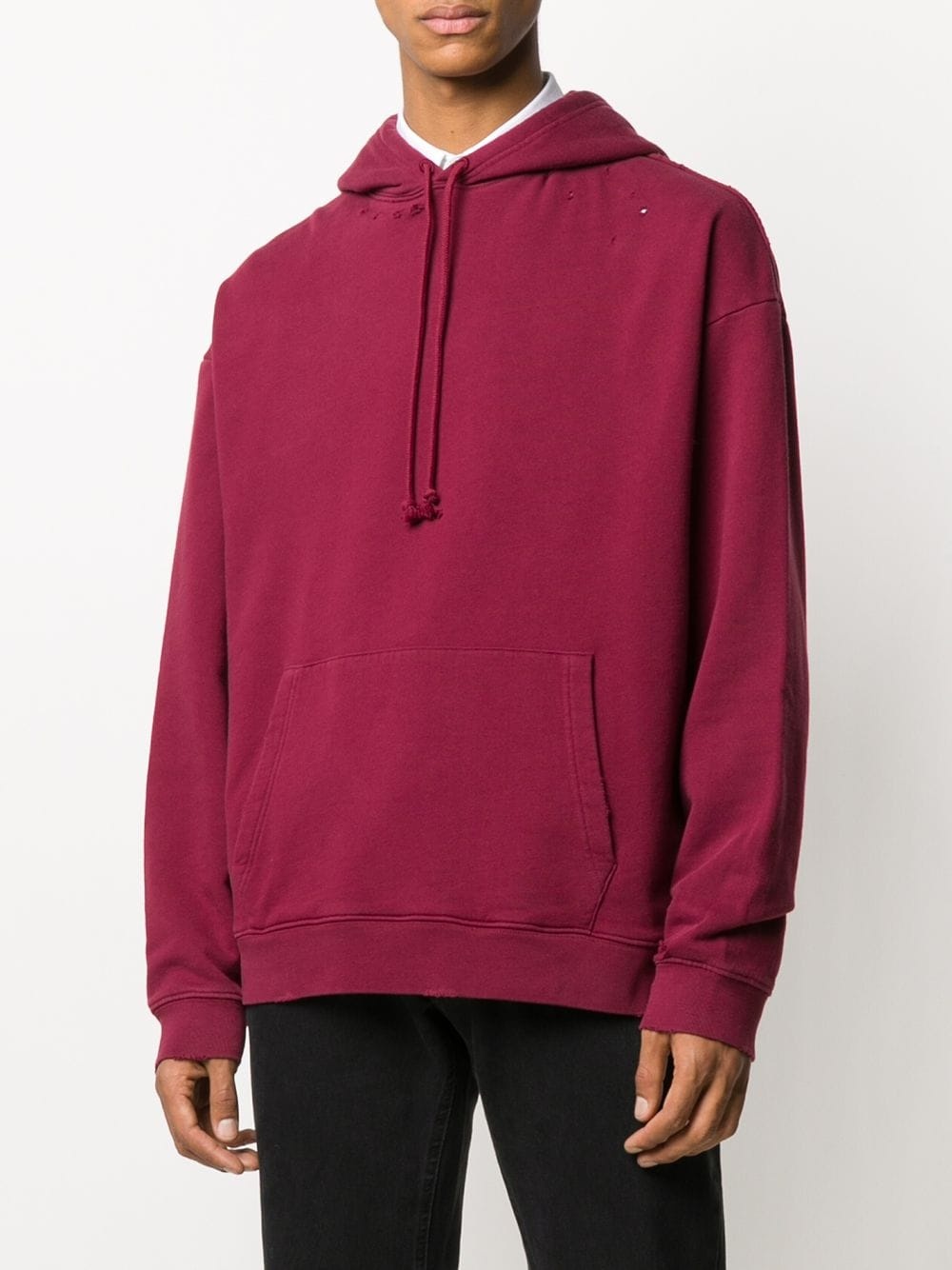 ripped detail logo print hoodie - 3