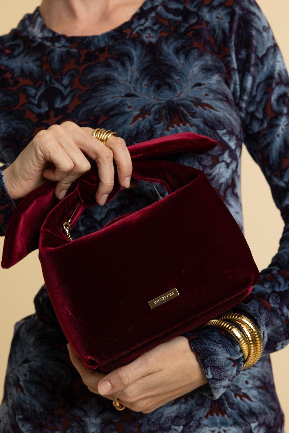 Bow Tie Hobo Mini Bag - Merlot Light Gold - 3