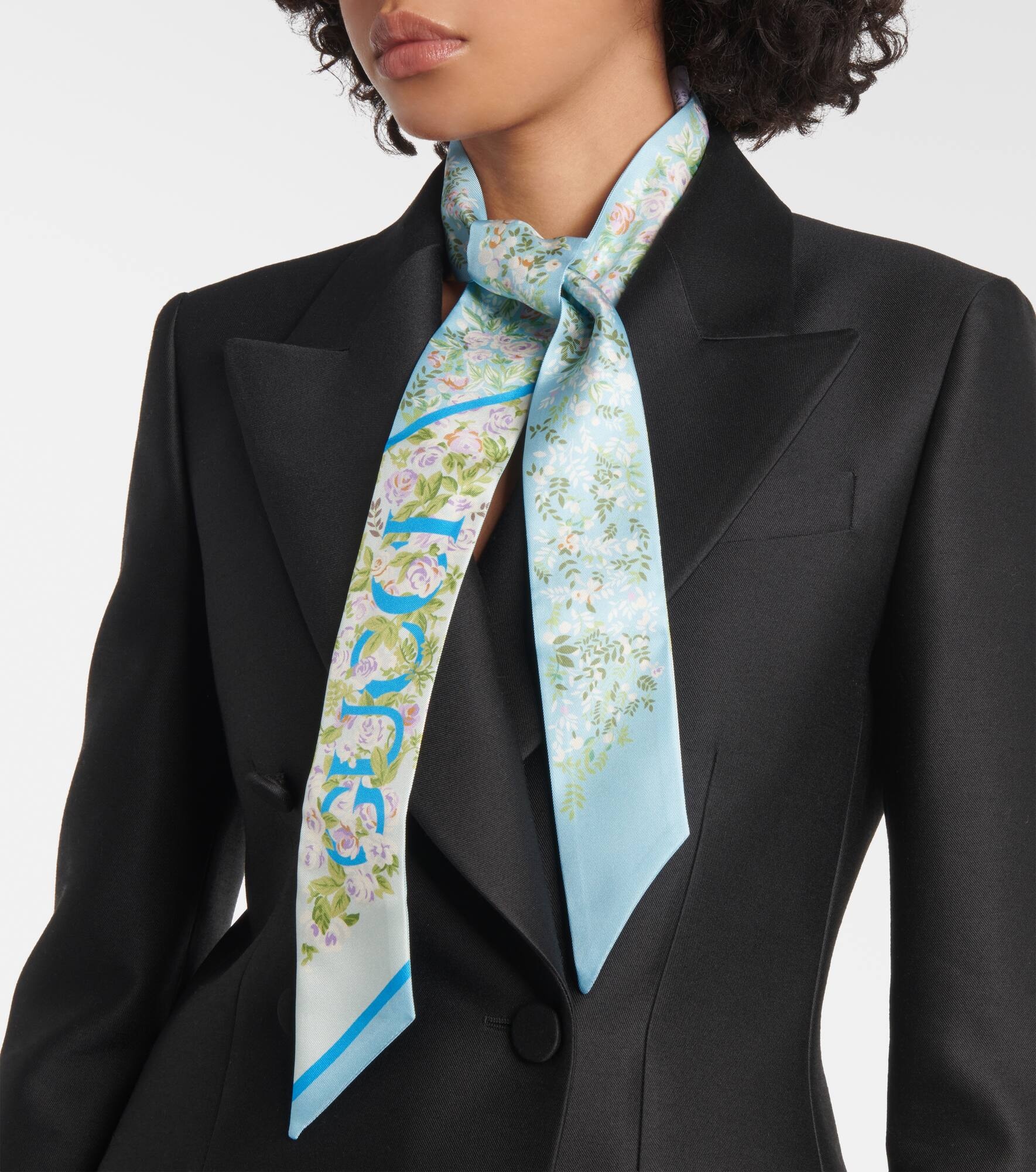 Floral silk twill scarf - 2