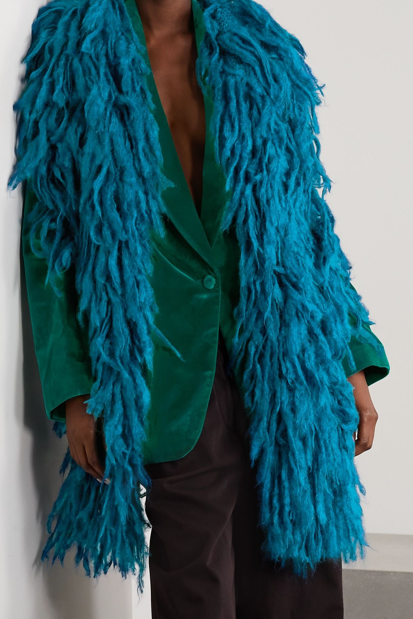 Fringed mohair-blend scarf - 2