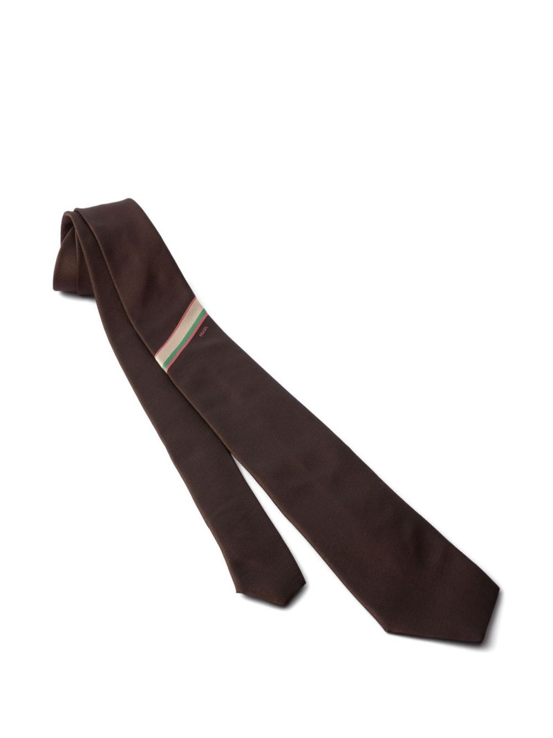 Prada stripe-detail silk tie outlook