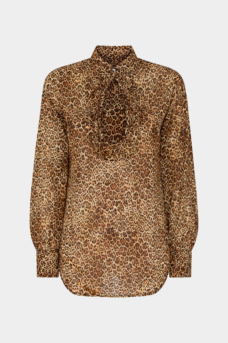 ANIMAL PRINT LONG SLEEVE FLUID TOP - 5