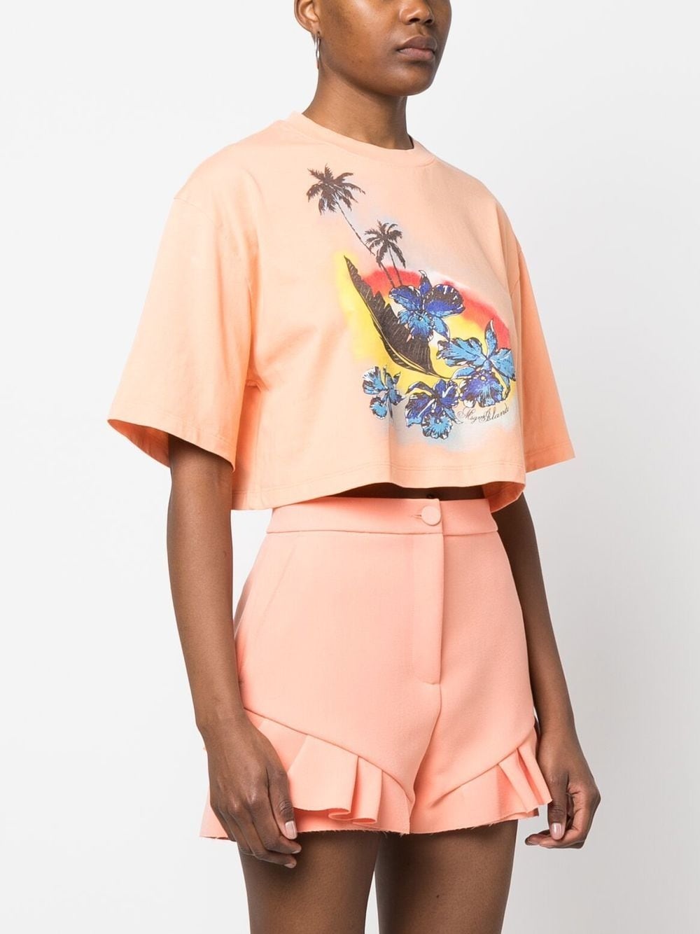 graphic print cropped T-shirt - 3