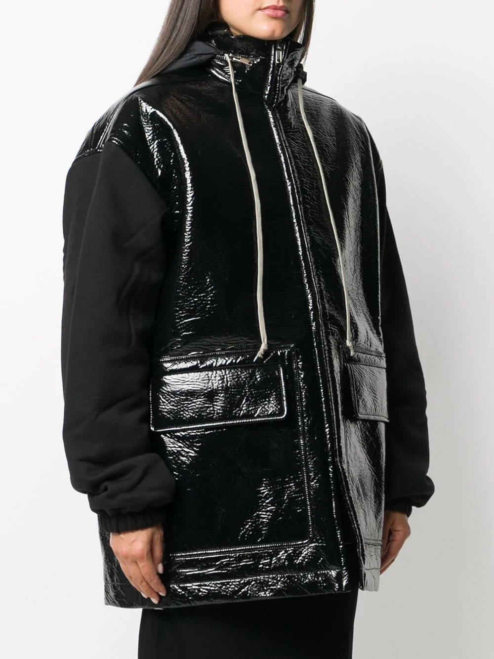 high-shine hooded zip-up jacket - 3