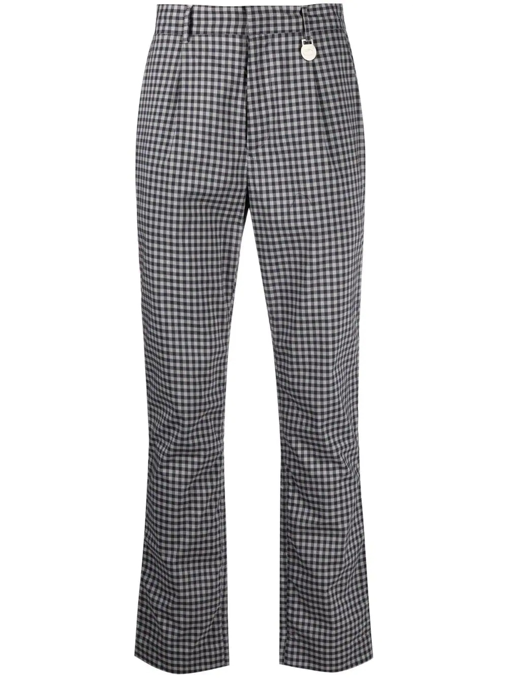 checked straight-fit trousers - 1