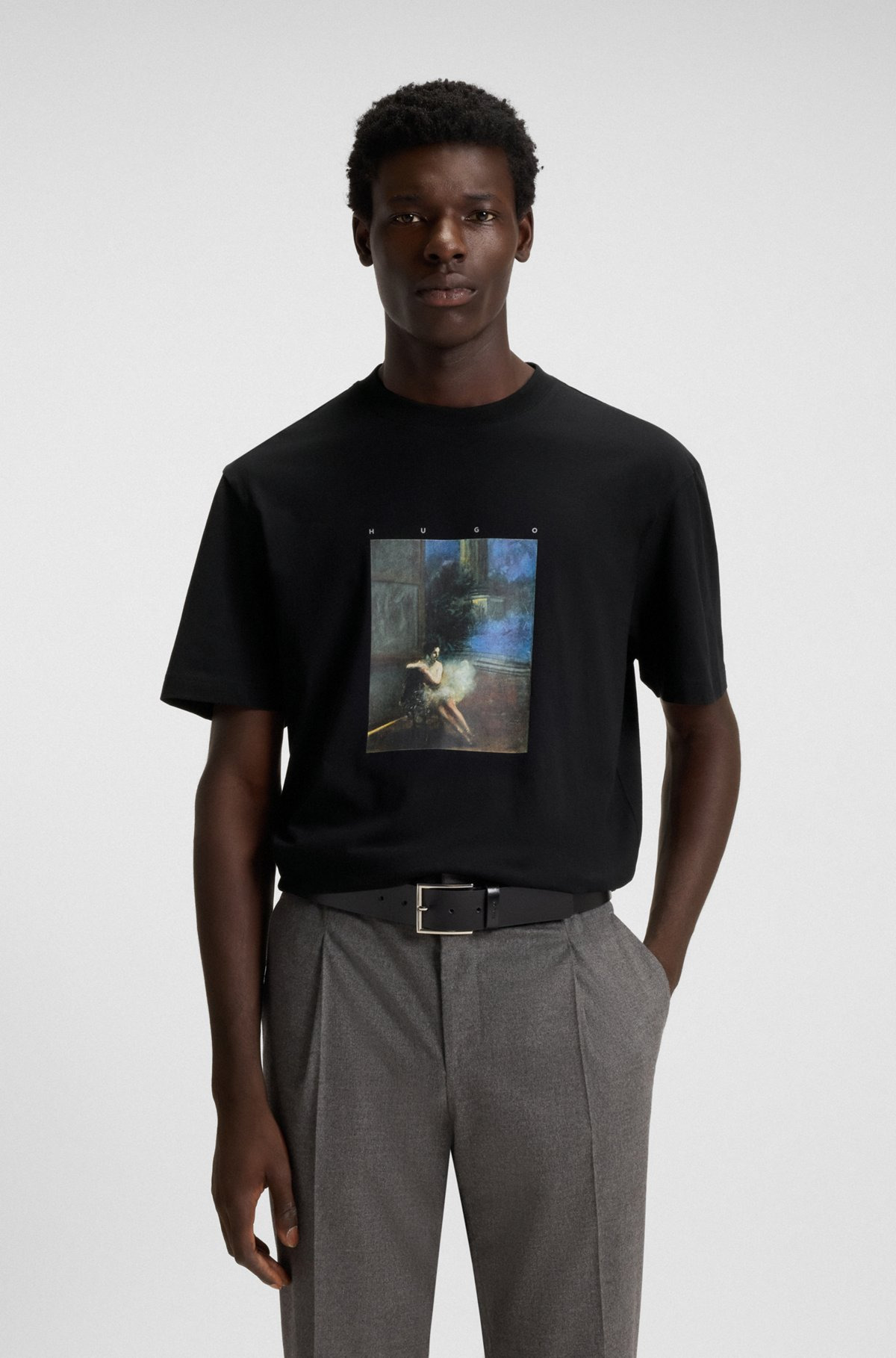 HUGO X APOH COTTON-JERSEY T-SHIRT WITH BALLERINA ARTWORK - 2