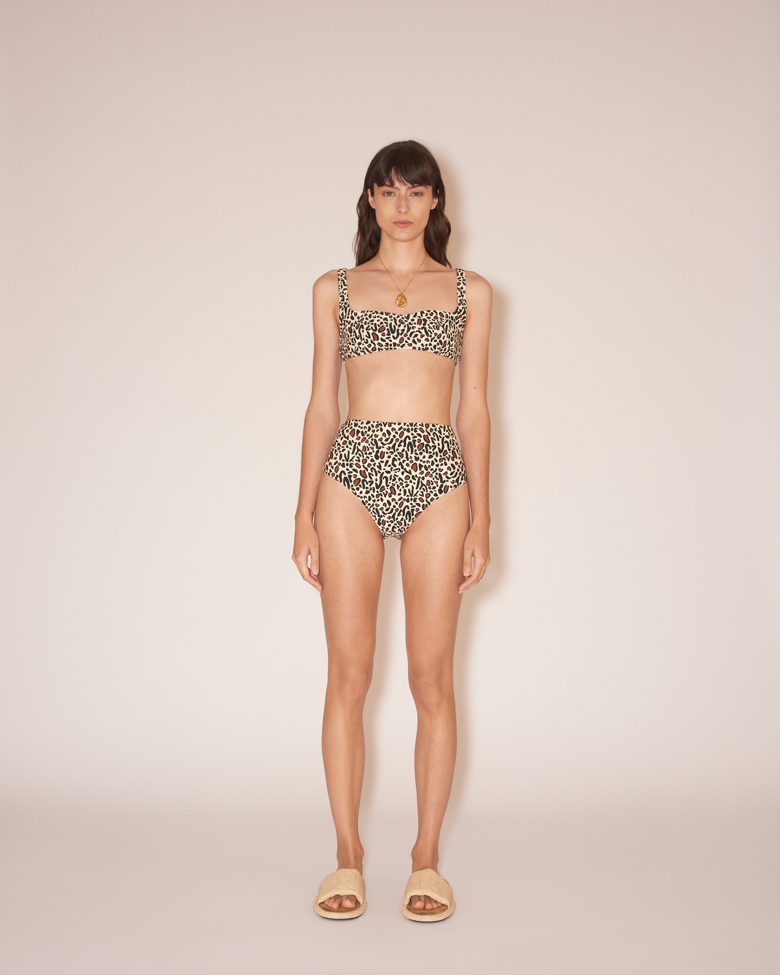 BENTE - Matte stretch high-cut briefs - Creme Ocelot - 1