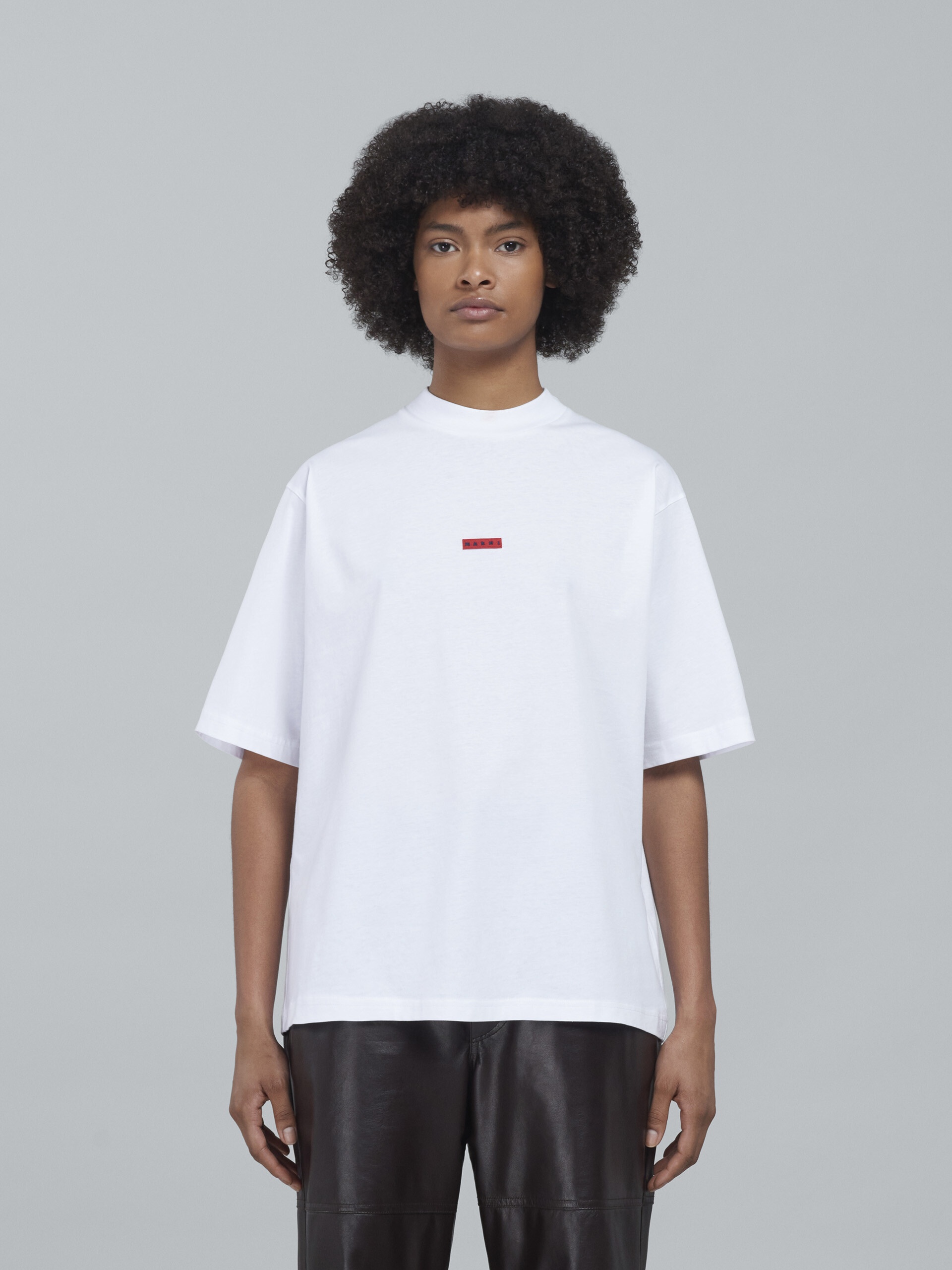 WHITE COTTON JERSEY LOGO T-SHIRT - 2