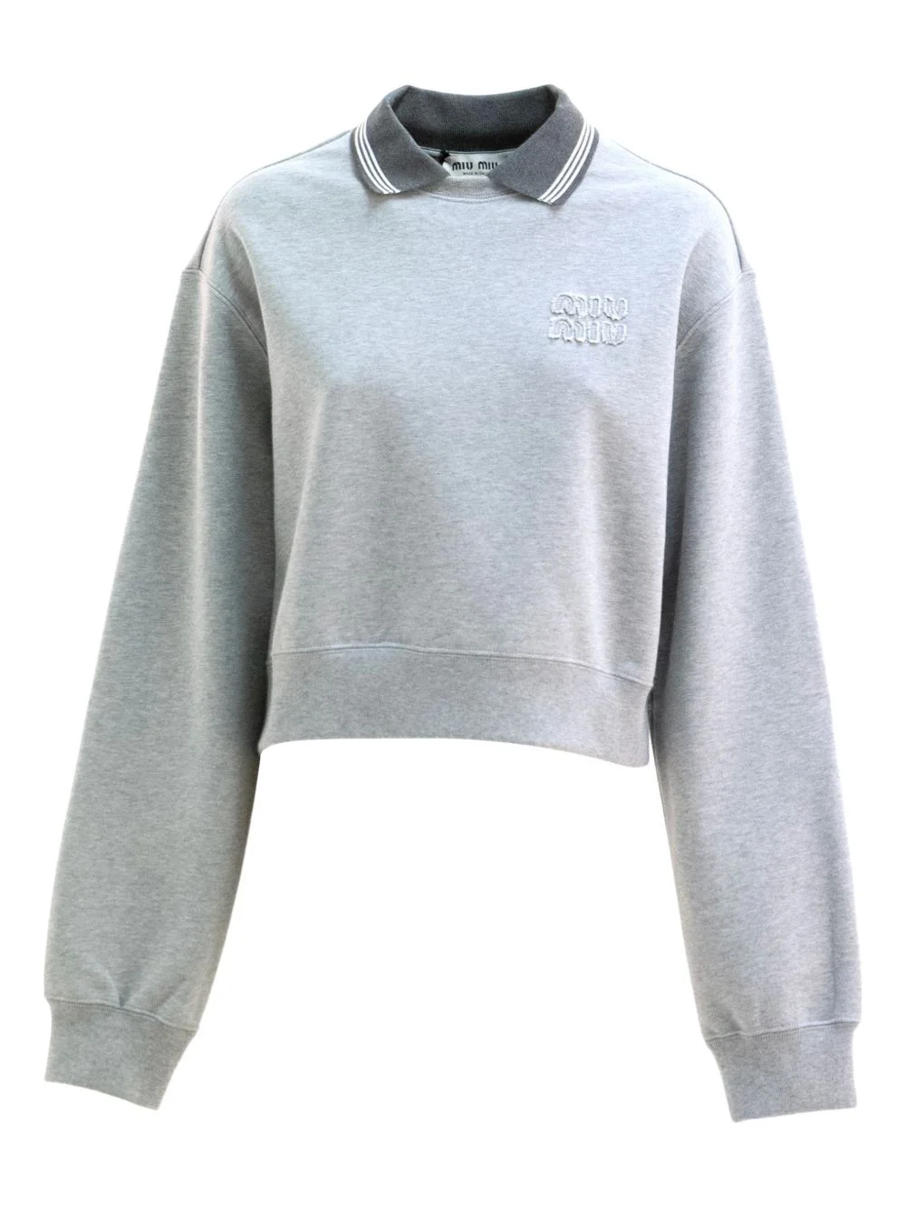 ribbed-collar embroidered sweatshirt - 1