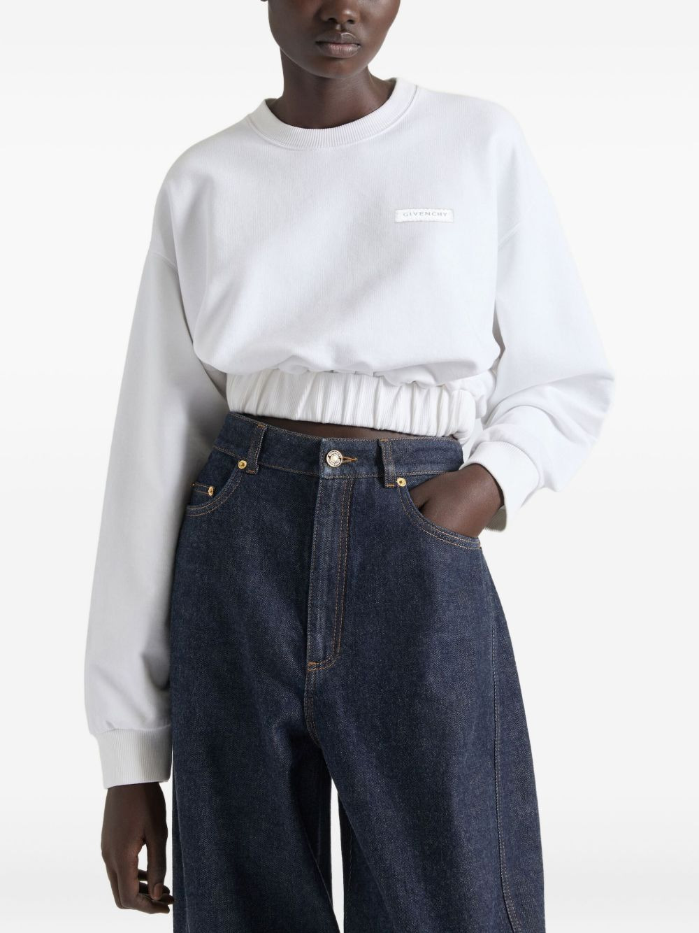 logo-patch cropped sweatshirt - 3