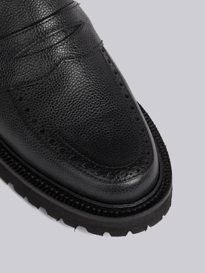 Thom Browne Black Pebble Grain Leather Commando Sole Penny Loafer outlook
