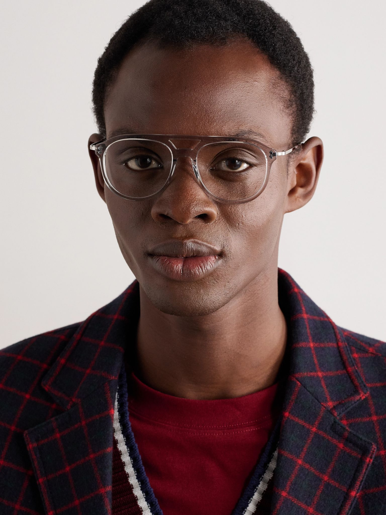 Aviator-Style Acetate and Silver-Tone Optical Glasses Gray - 2