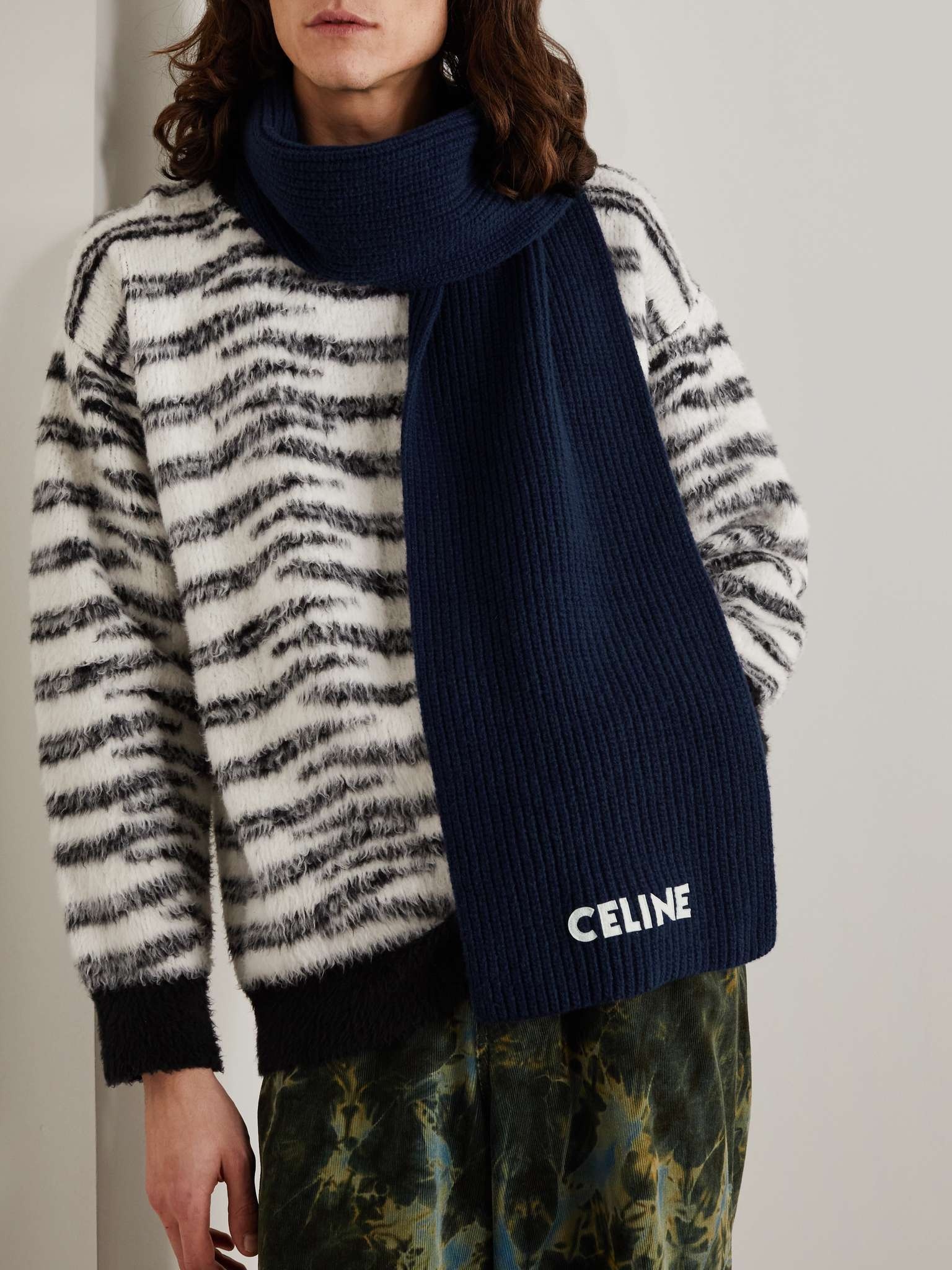 Logo-Appliquéd Ribbed Wool Scarf - 2