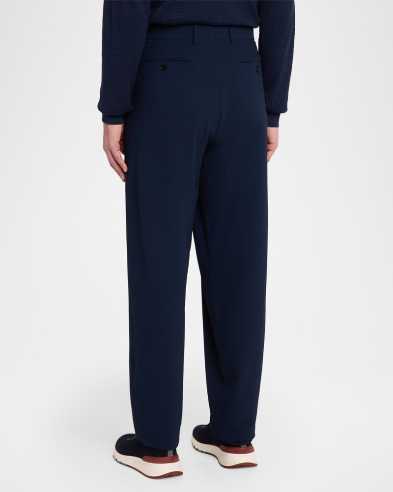 Men's Stretch Wool Seersucker Double-Pleat Trousers 3