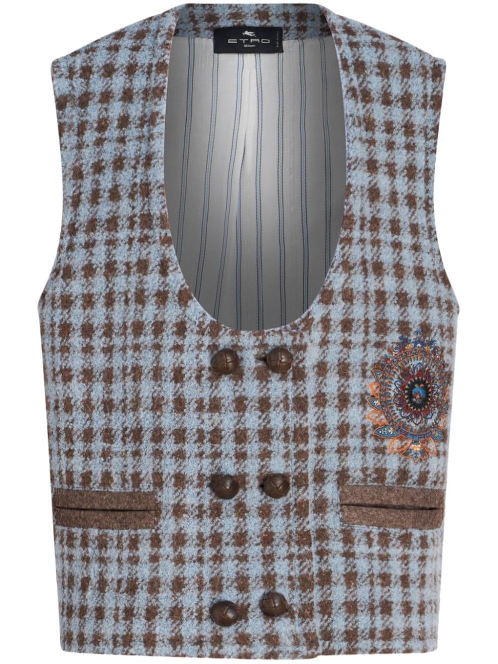 houndstooth embroidered gilet - 1