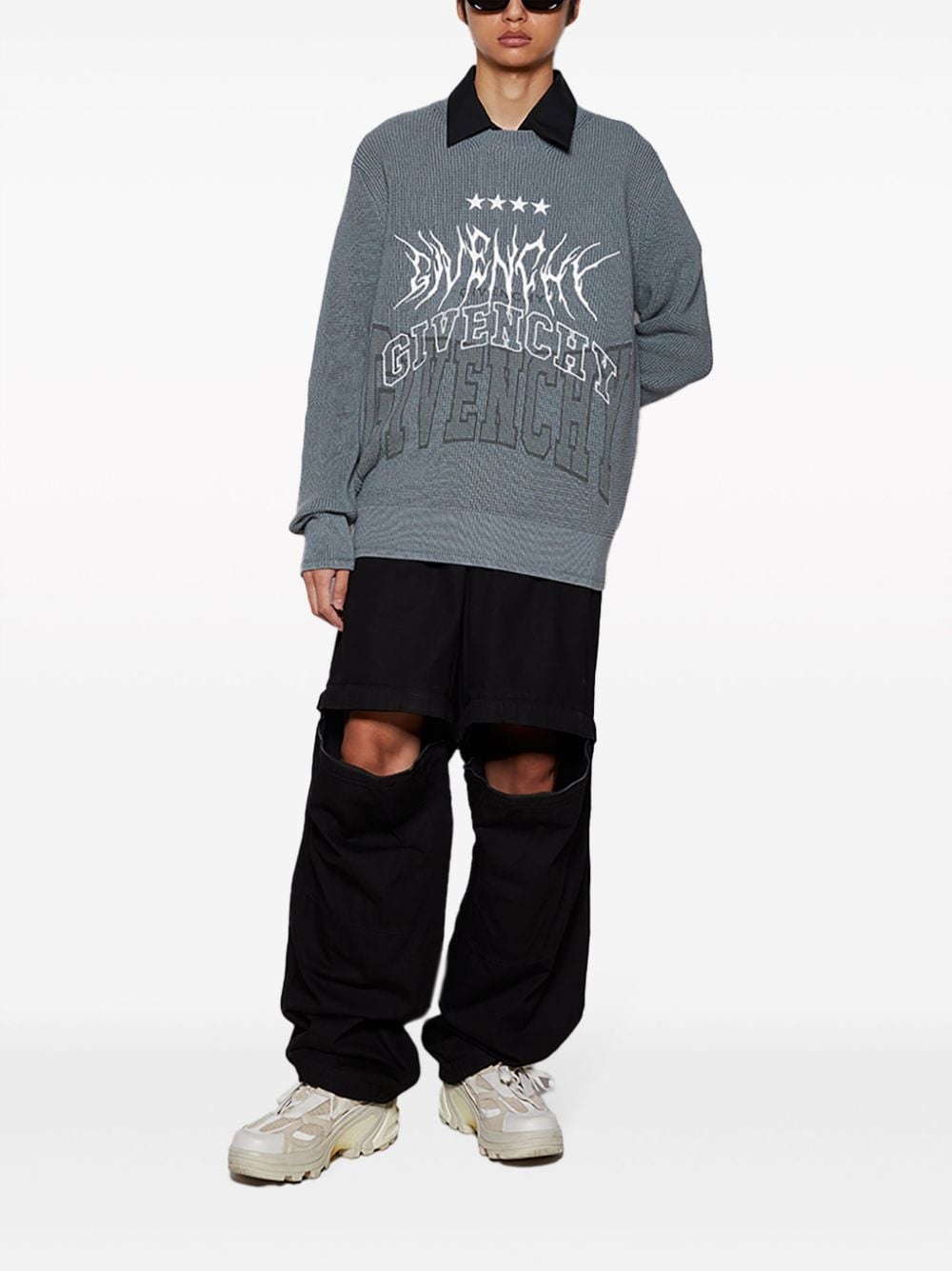 logo-embroidered waffle-knit jumper - 2
