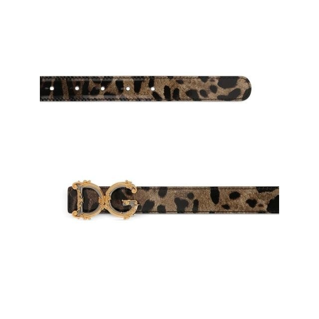Spotted belt with gold logo buckle - 2