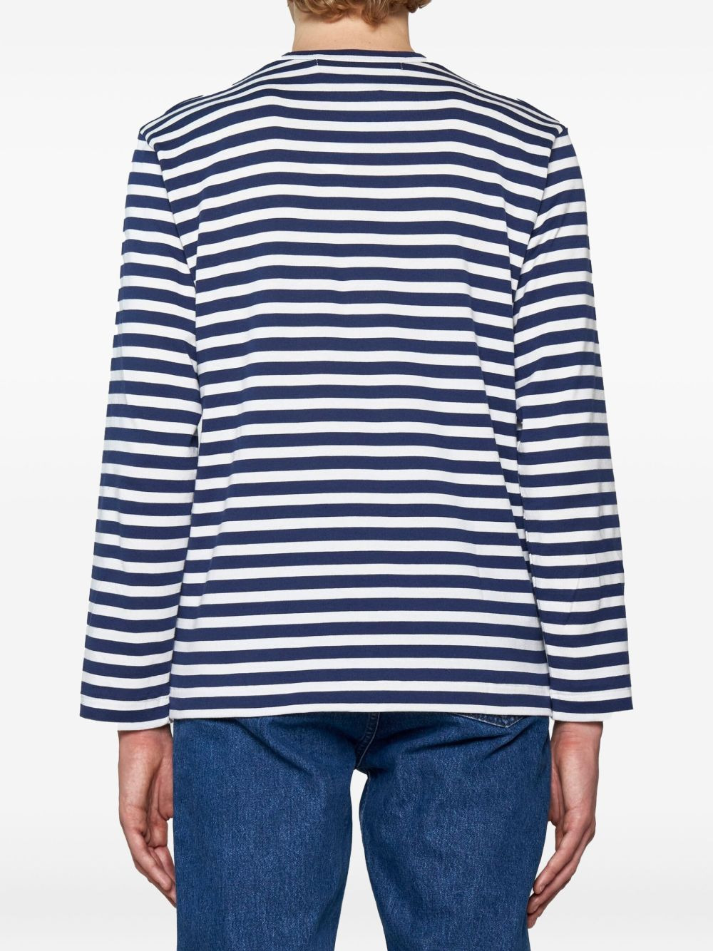 heart-patch striped cotton T-shirt - 2