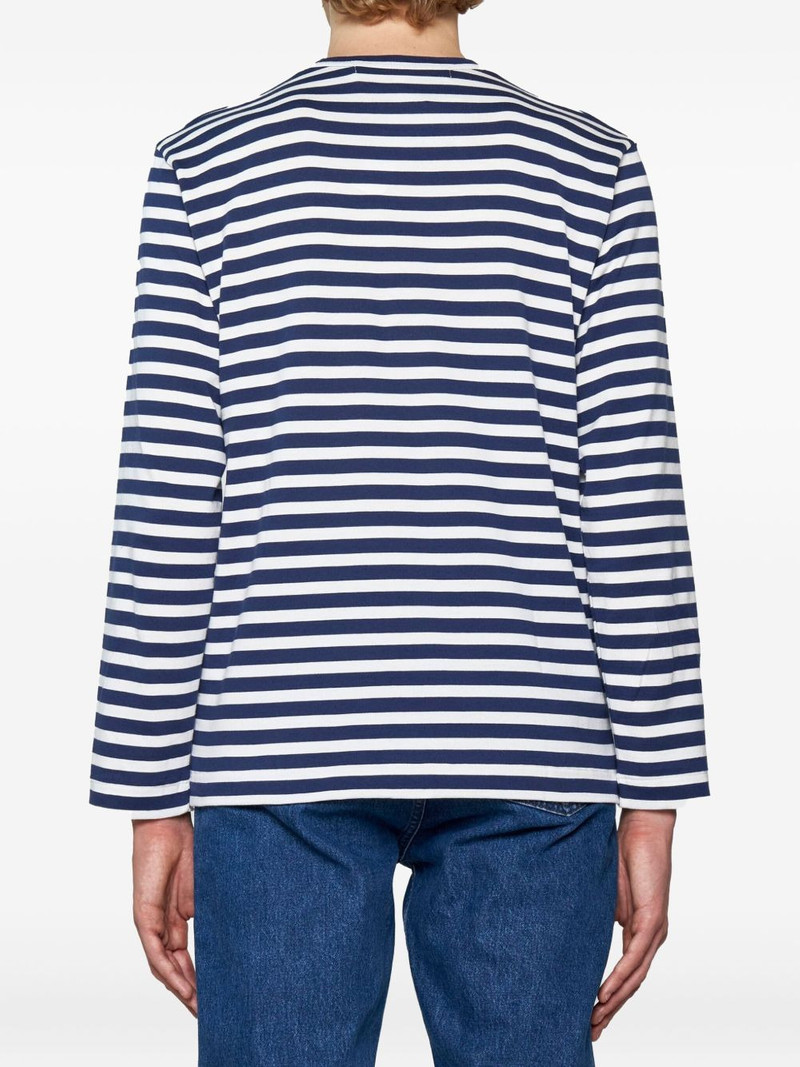 Comme des Garçons PLAY heart-patch striped cotton T-shirt outlook