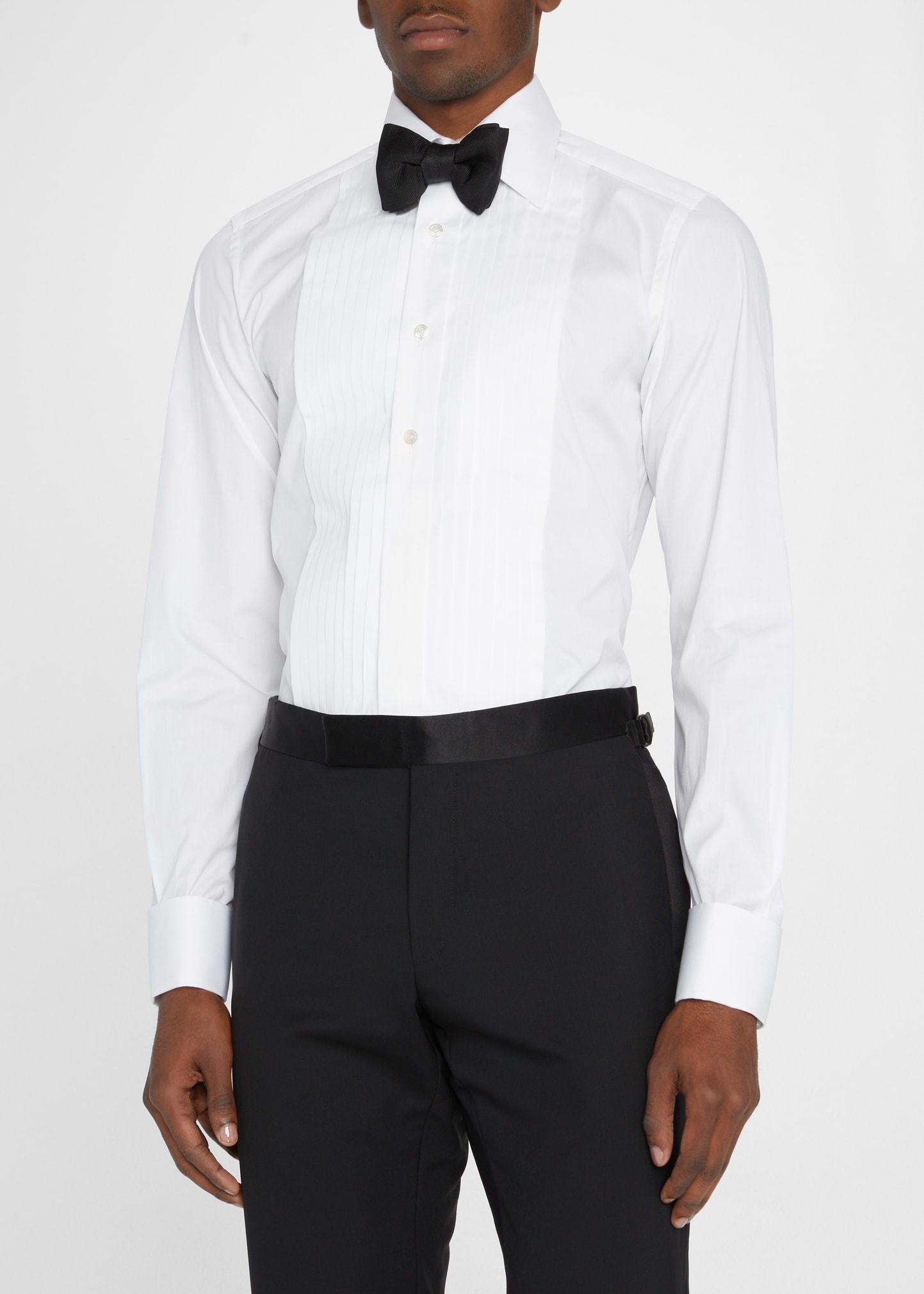 Men's Pleated Bib-Front Cotton Dress Shirt - 3