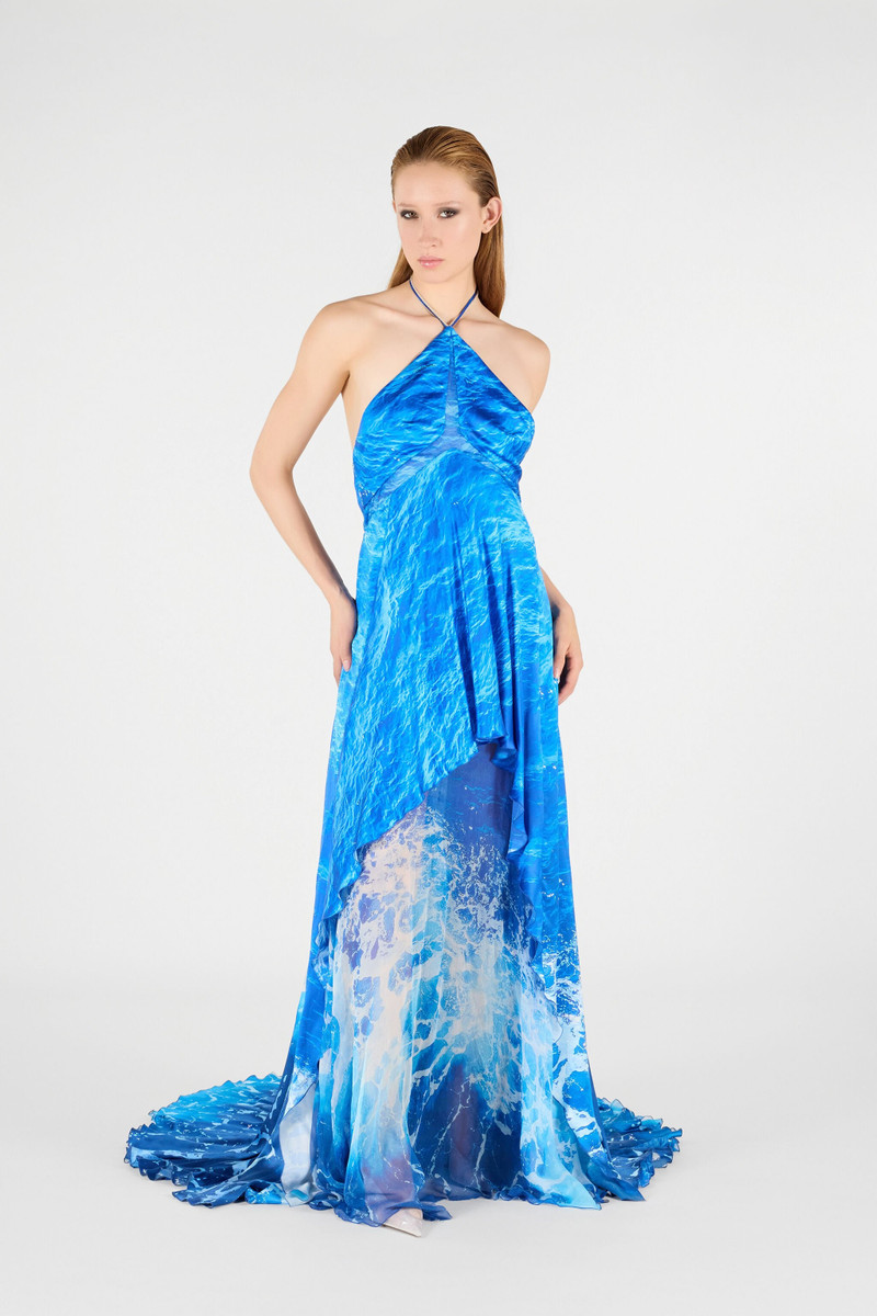 Roberto Cavalli Silk Dress Stretto di Messina Print outlook
