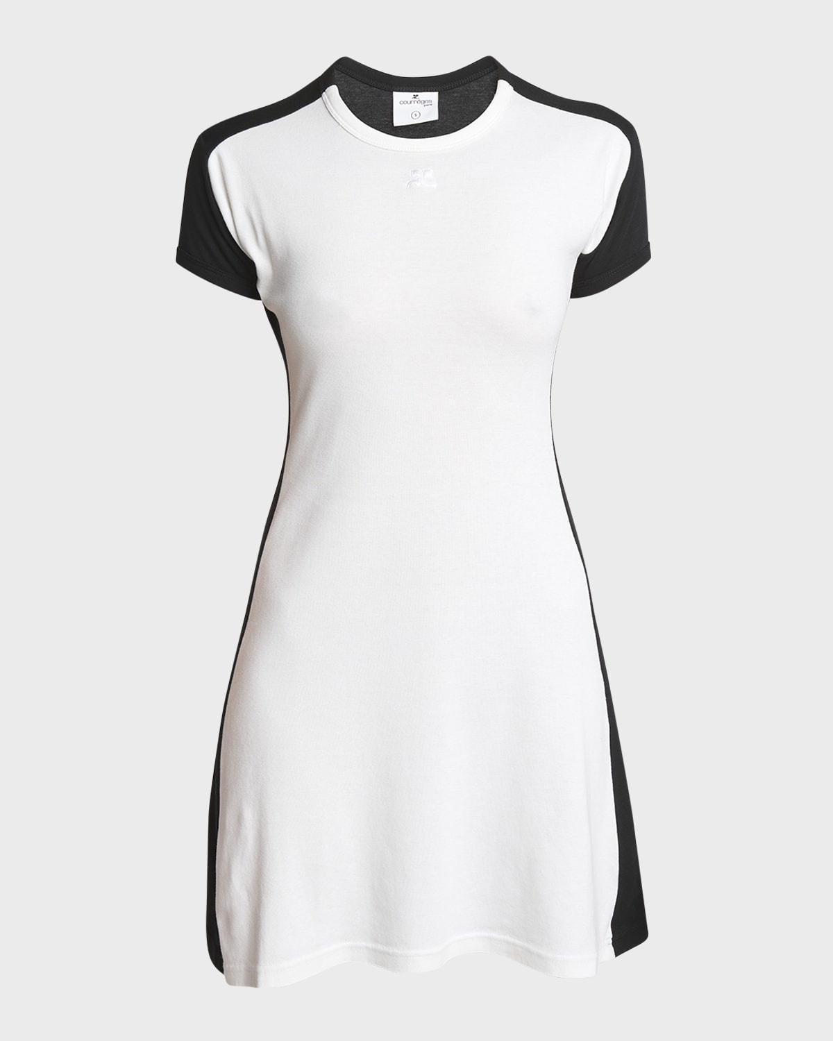 Contrast Frame Short-Sleeve Mini Dress - 1