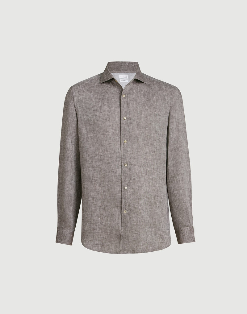 Linen easy fit shirt with spread collar 1