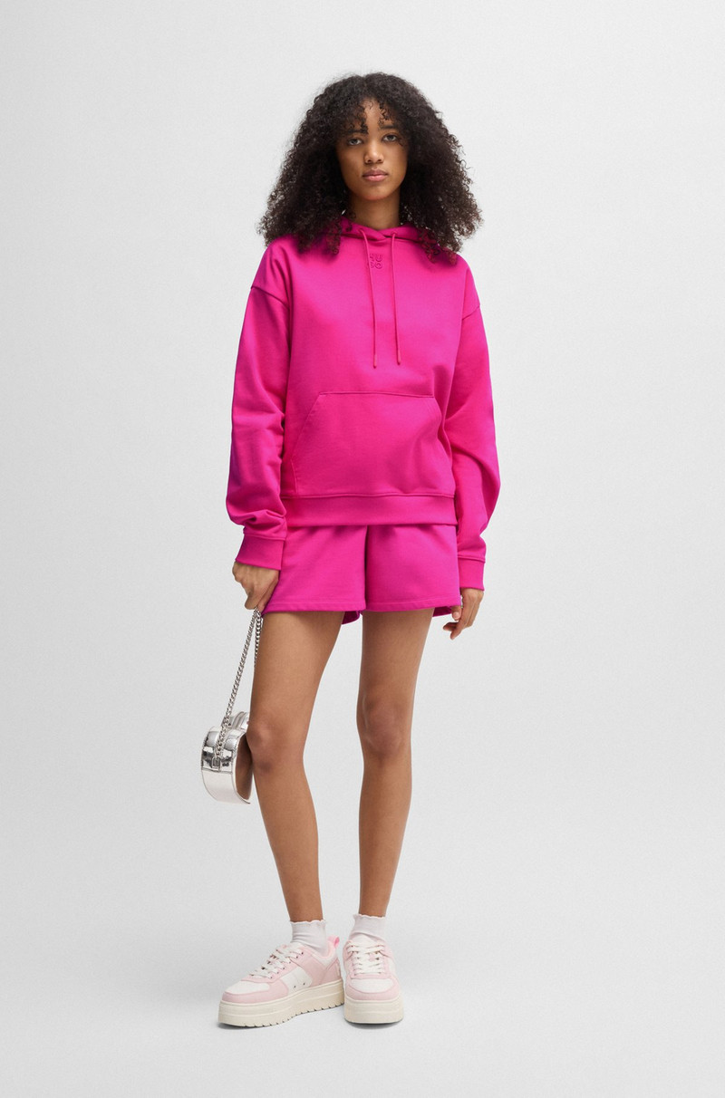 HUGO COTTON-TERRY HOODIE WITH STACKED LOGO EMBROIDERY outlook