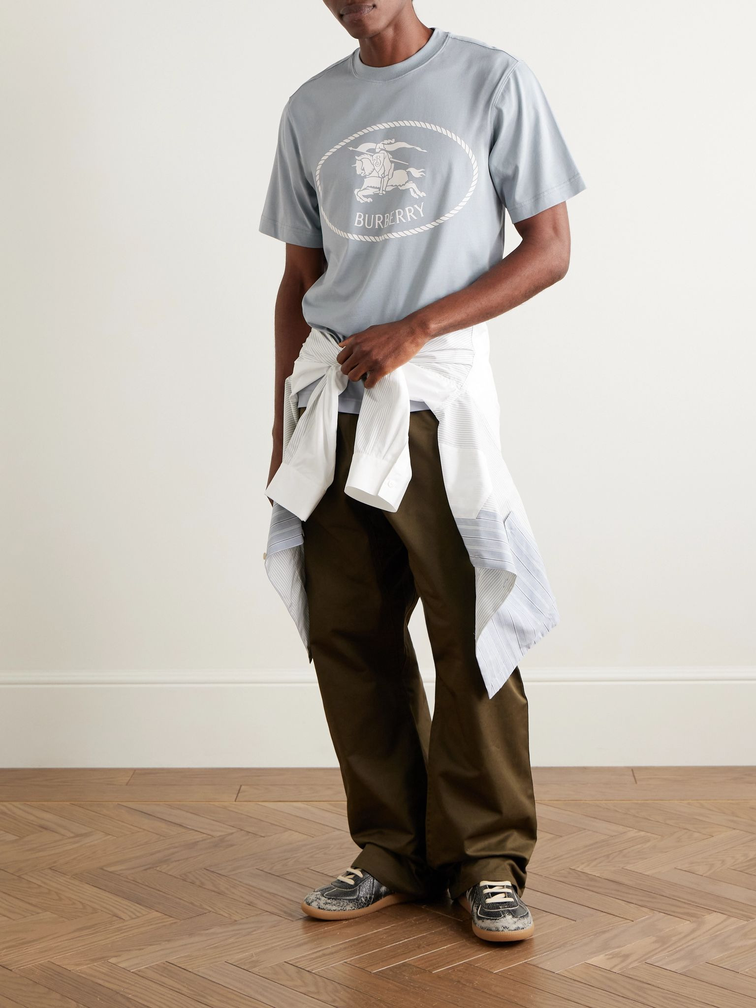 Slim-Fit Logo-Print Cotton-Jersey T-Shirt Light blue - 2