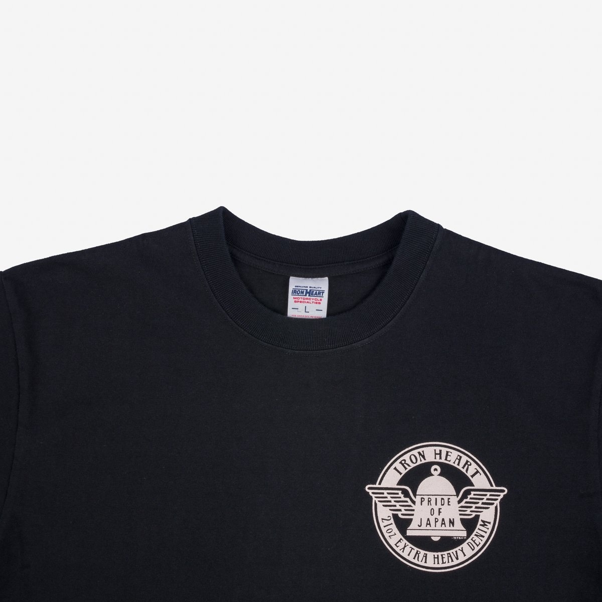 IHT-2402-BLK 7.5oz Printed Loopwheel Crew Neck T-Shirt - Black - 7