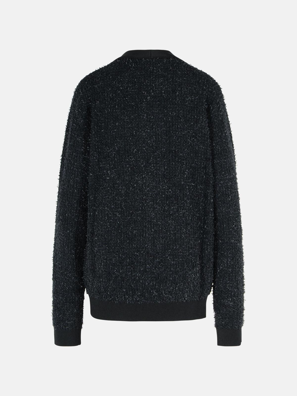 BLACK COTTON BLEND CARDIGAN - 3