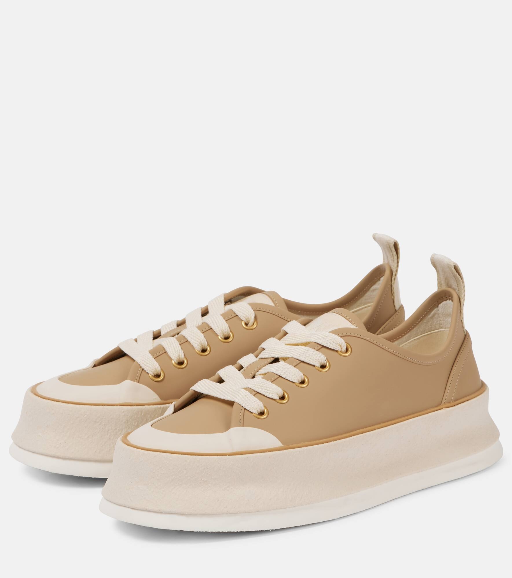Leather platform sneakers - 5